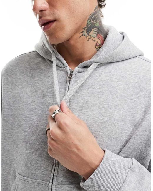 Felpa Con Cappuccio Squadrata Mélange Con Zip di Weekday in Gray da Uomo