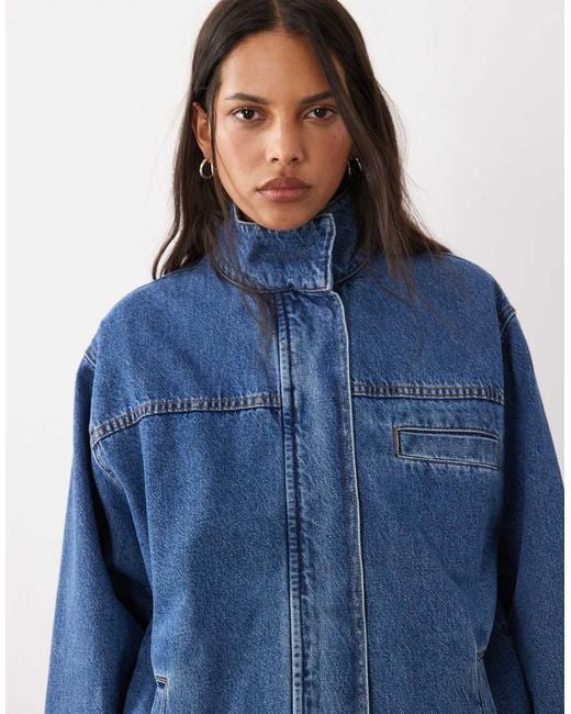 ASOS Blue Denim Funnel Neck Jacket