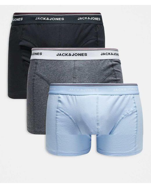 Pack De 3 Pares De Calzoncillos En Negro De Jack & Jones de hombre de color Blue