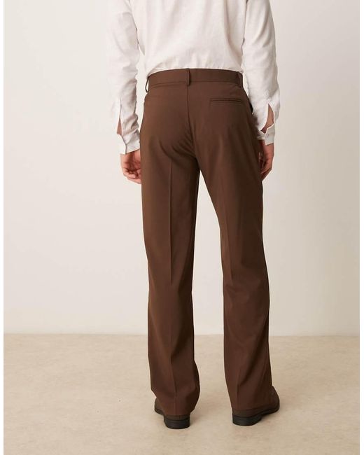 Pantalones De Vestir Marrones De Pernera Recta De ASOS de hombre de color Natural