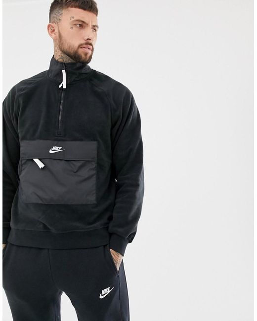 Sweat-shirt en imitation peau de mouton demi-fermeture clair Nike pour  homme en coloris Noir | Lyst