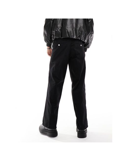 Weekday Black Astro Loose Fit Wide Leg Trousers for men