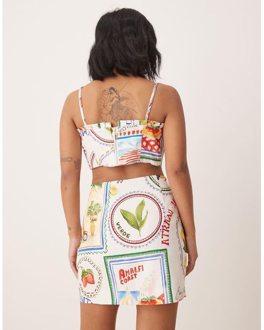 Minifalda Con Estampado De Postales De (Parte De Un Conjunto)-Blanco Forever New de color White