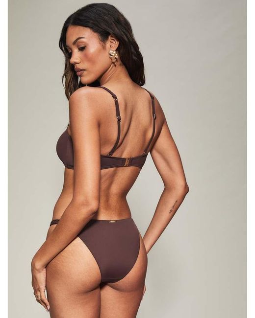 KBX Brown Solid Collections Tanga Bikini Bottoms