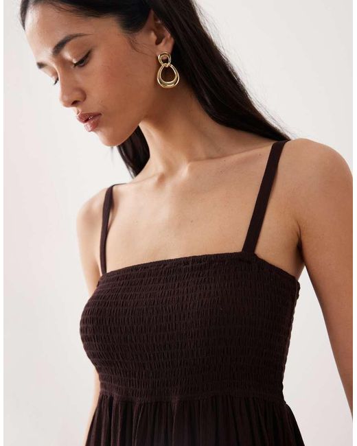 Free Society Natural Shirred Beach Mini Dress
