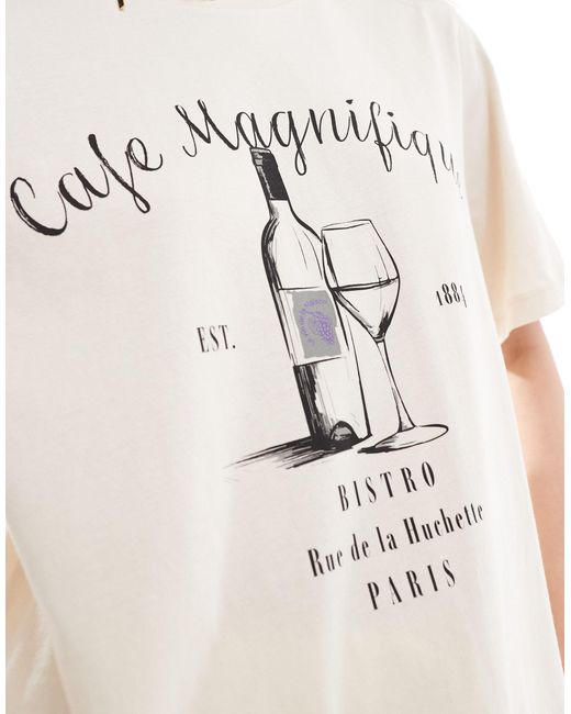 ONLY White Cafe Magnifique Printed Boxy T-shirt