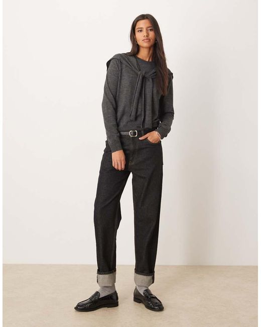 Mango Gray Wool Mix Jumper With Detachable Overlay