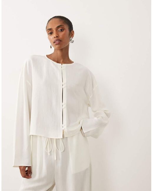 ASOS Natural Linen Blend Mandarin Style Blouse Co Ord