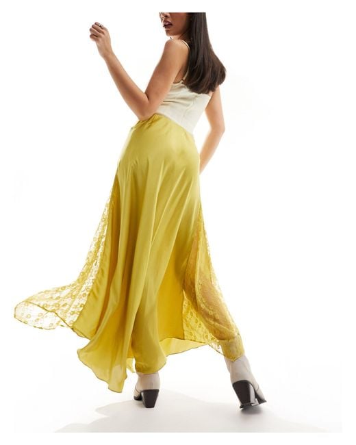 Free People Yellow Lace Insert Maxi Skirt