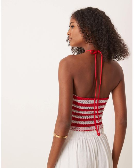 ASOS Red Knit Halter Neck Top