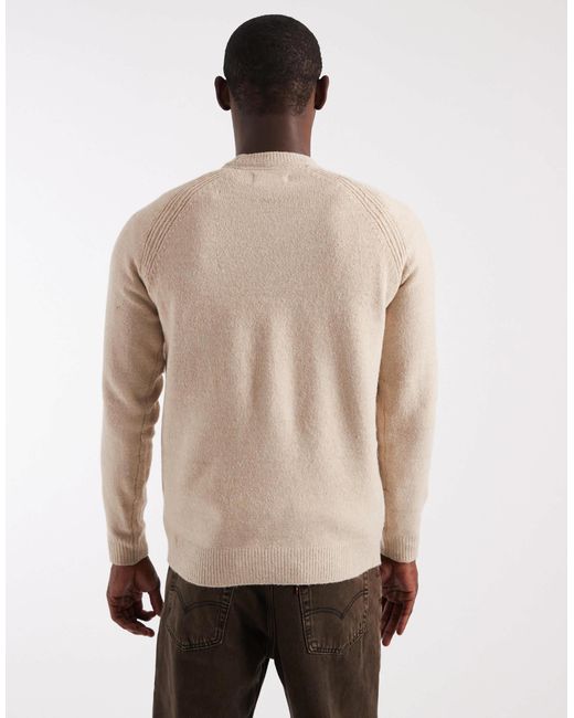 Threadbare Natural Knitted Crew Neck Jumper for men