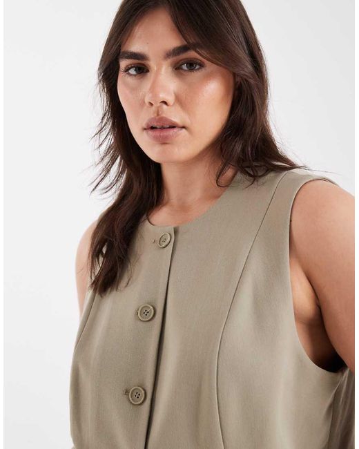 Pieces Plus Natural Pieces Curve Tailored Waistcoat Co-ord