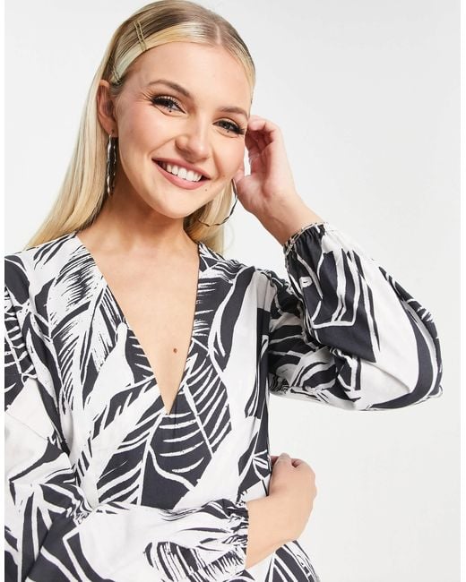 ASOS White Kenya Palm Print Maxi Dress
