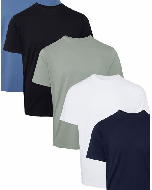 Threadbare Blue 5-Pack 'Coretta' Short Sleeve Cotton T-Shirts for men