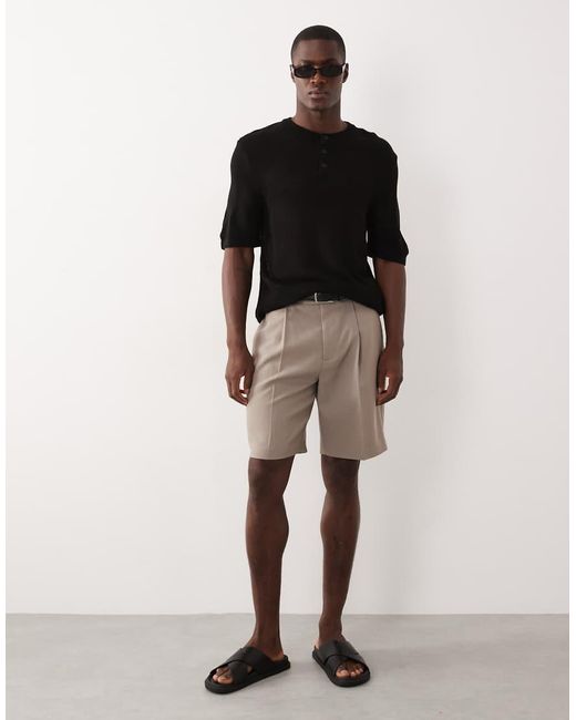 ASOS Black Relaxed Knitted Ribbed Henley for men