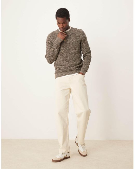 SELECTED Brown Textured Knitted Jumper for men