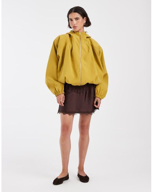 ASOS Yellow Modal Hooded Zip Through Sports Bomber Jacket