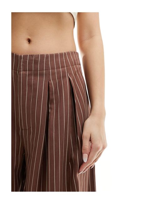 ASOS Brown Wide Leg Trouser With Pleat Detail