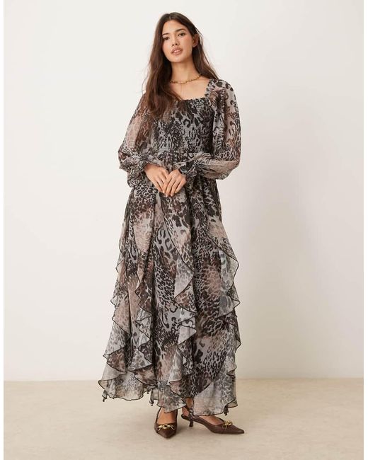 Miss Selfridge Multicolor Ruffle Hem Maxi Dress