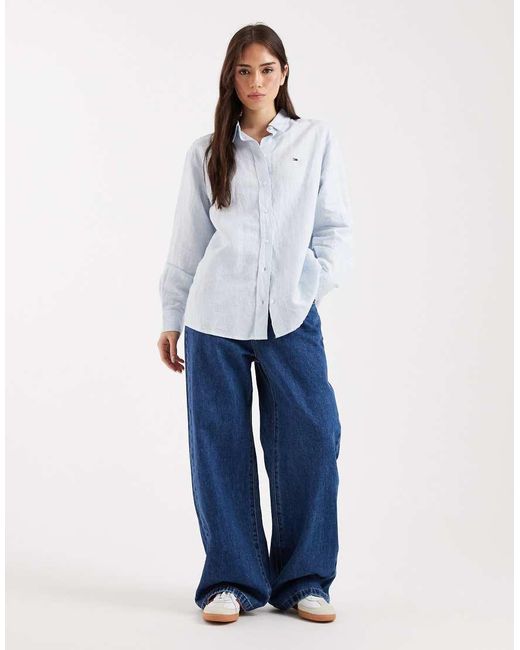 Tommy Hilfiger White Relaxed Fit Linen Blend Shirt