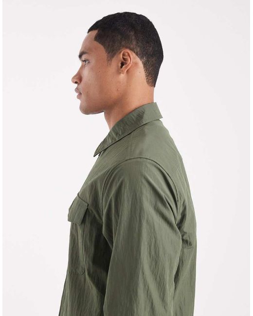 Camicia Giacca Kaki Con Zip di Fred Perry in Green da Uomo
