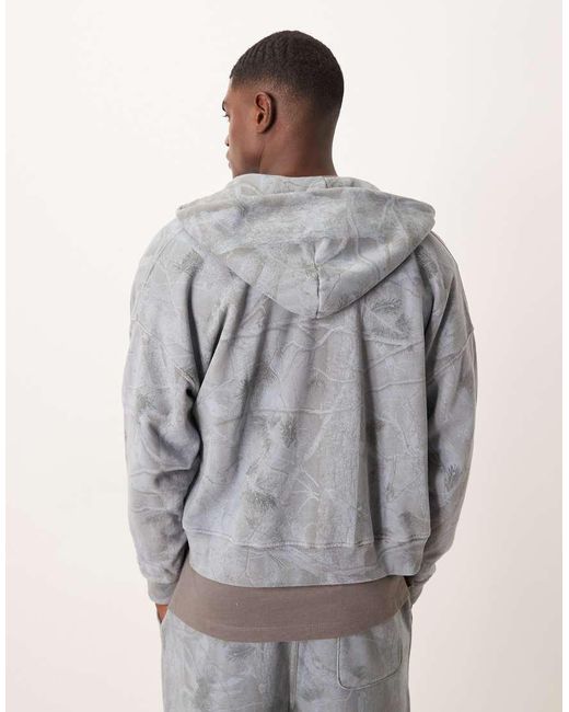 Sudadera Corta Azul Básica Con Capucha, Estampado De Camuflaje Y Cremallera De Abercrombie & Fitch de hombre de color Gray
