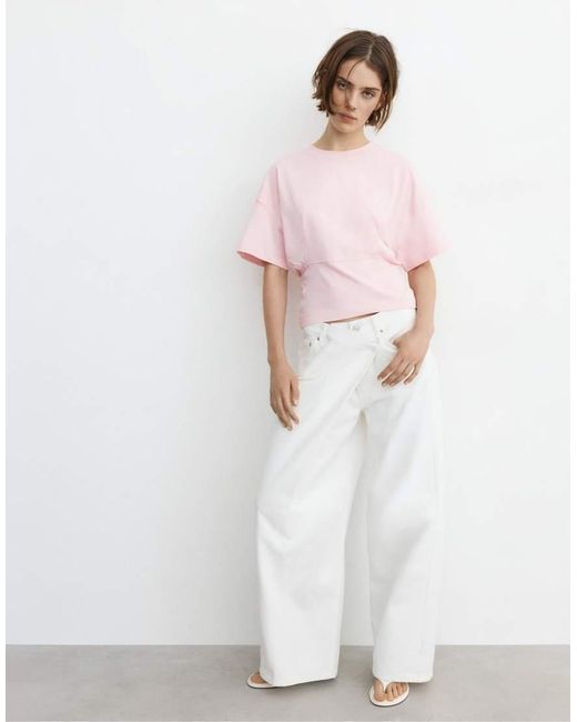 Pull&Bear Pink Boxy Panel T-shirt