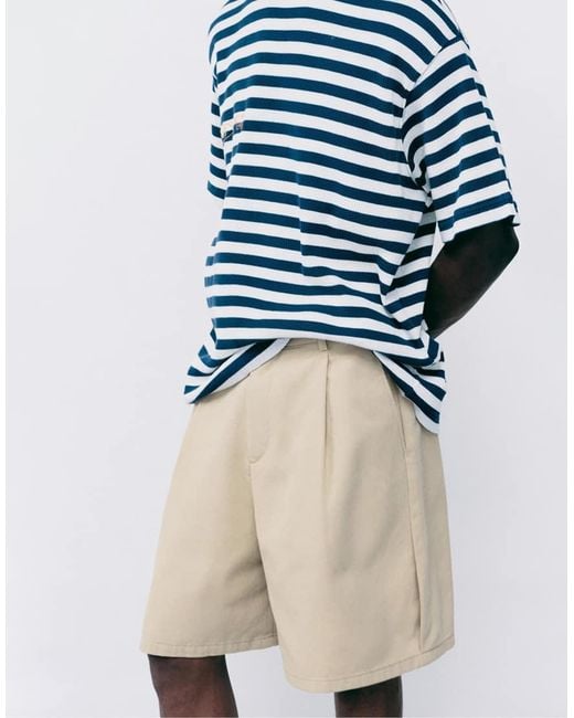 Pull&Bear Gray Darted Bermuda Shorts for men