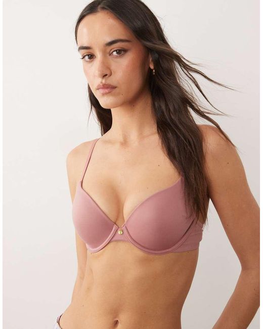 ASOS Brown Moulded T-Shirt Bra With Charm Detail