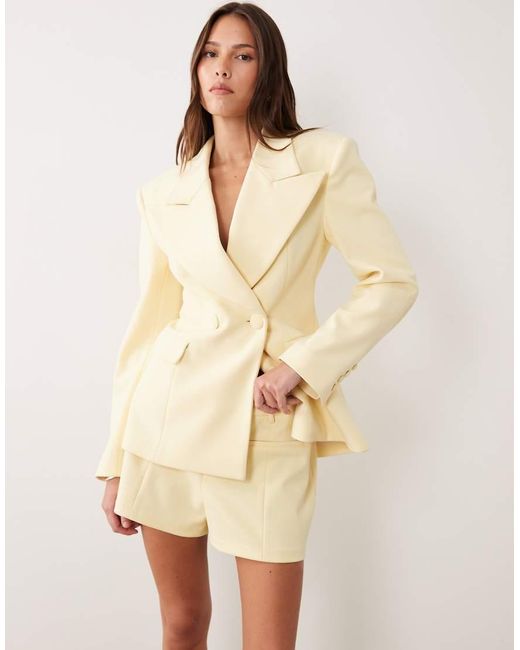 Wanderdoll Natural Charlotte Tailored Front Seam Detail Shorts