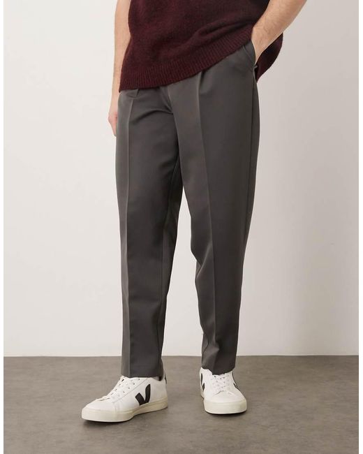 Pantalones De Vestir De Corte Tapered Holgado Con Pinzas De ASOS de hombre de color Gray