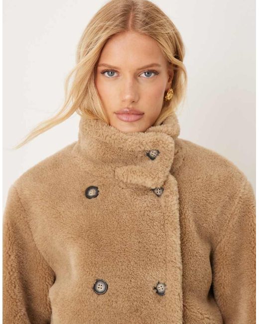 ASOS Natural Borg Cropped Trench Coat