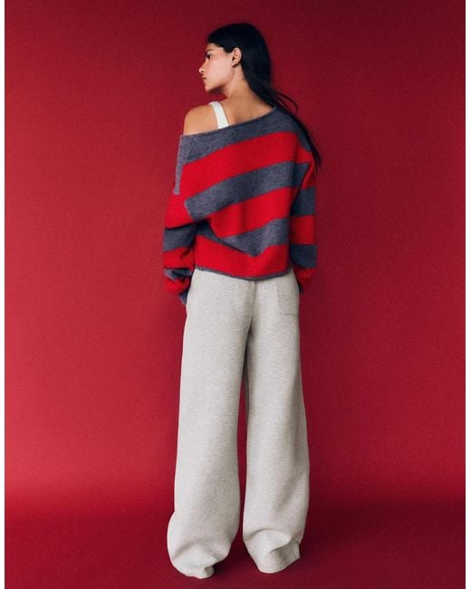 Bershka Red Barrel Fit Trousers