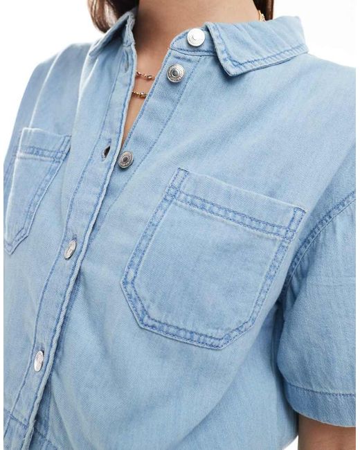 New Look Blue Boxy Denim Shirt
