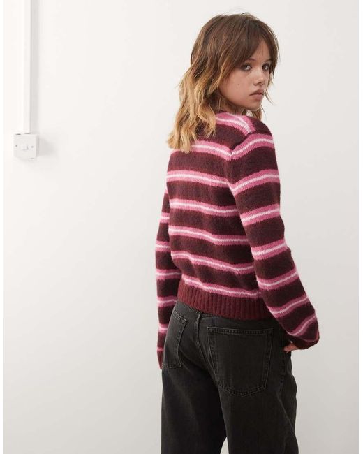 Monki Red Button Front Cardigan