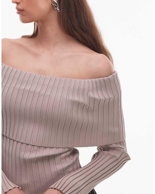 Nia Natural Saffron Off Shoulder Long Sleeve Sweater