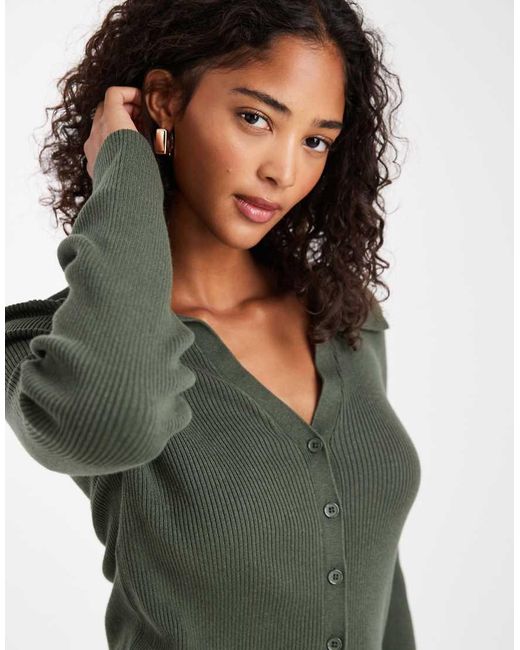 Cárdigan De Corte Alargado Con Solapas De -Verde ASOS de color Green