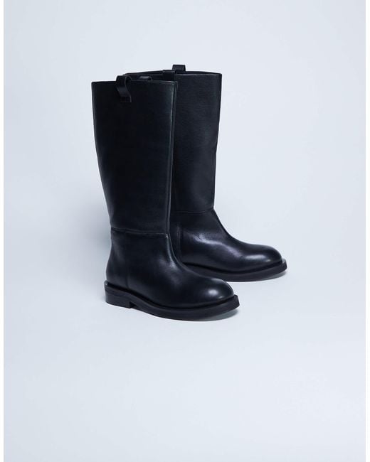 TOPSHOP Blue – rory – reitstiefel aus echtem leder