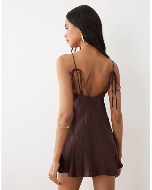 ASOS Natural Bias Cut Scoop Neck Low Back Satin Mini Dress