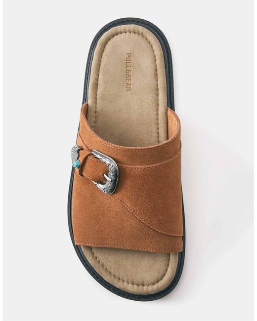 Pull&Bear Leder-cowboy-sandalen in Brown für Herren