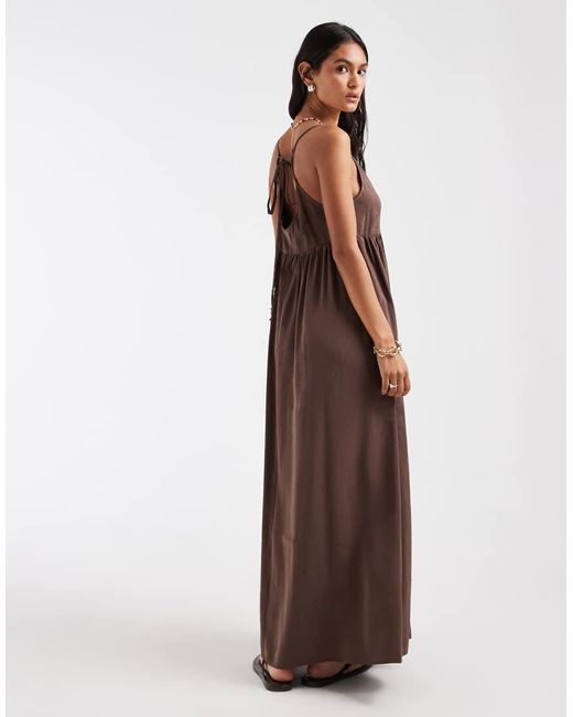 ONLY Brown V-neck Maxi Dress