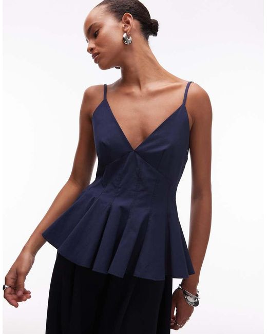 Top Peplo Strutturato Stretto di ASOS in Blue