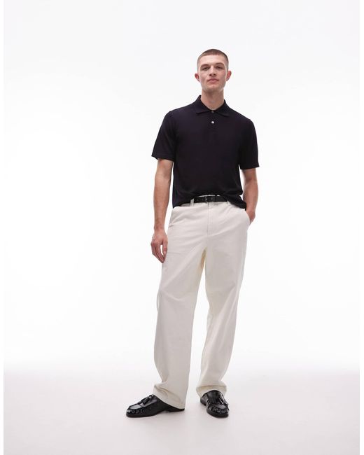 ARKET Blue Merino Wool Knitted Short Sleeve Polo Shirt for men