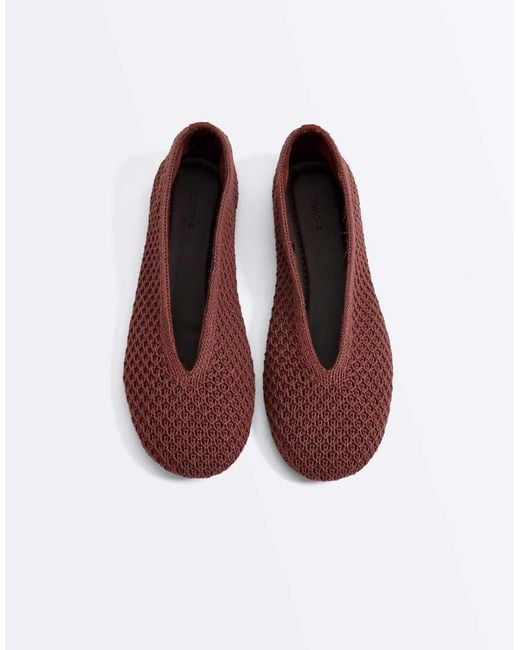 Oysho Brown Crochet Ballet Flats