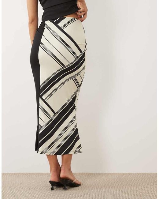 ASOS Natural Co-Ord Contrast Sarong Skirt With Drape Tie Front
