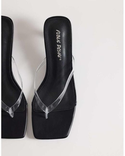 Public Desire White Everlast Flip Flop Kitten Heel Sandals
