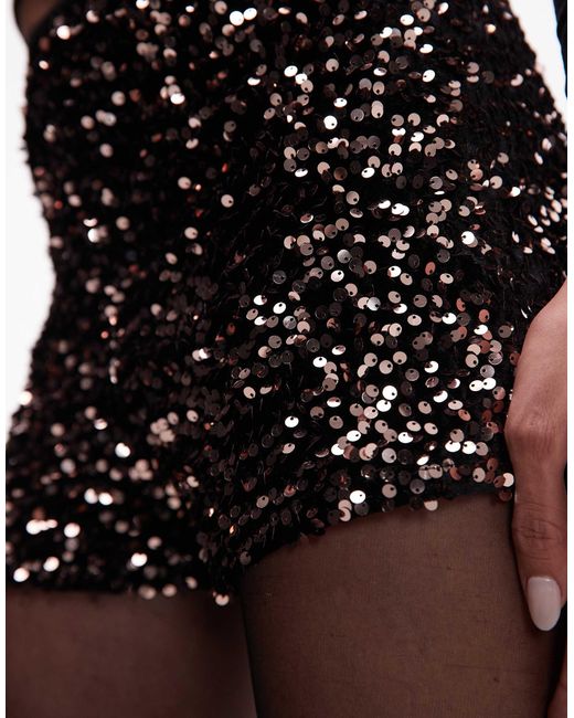 ASOS Black Velvet Allover Sequin Mini Short