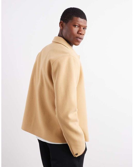 ASOS Natural Wool Look Shacket for men