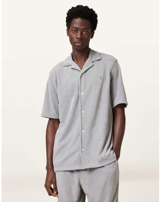 AllSaints – felix – kurzärmliges hemd in Gray für Herren