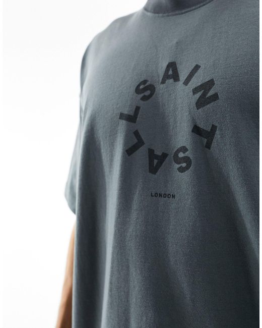 Tierra - t-shirt girocollo scuro con stampa di AllSaints in Gray da Uomo